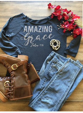 "Amazing Grace" Beautiful Bling Raglan (Winter)