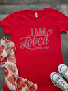 Red I Am Loved Bling Tee