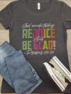 Rejoice and Be Glad Colorful Bling Tee (Black)