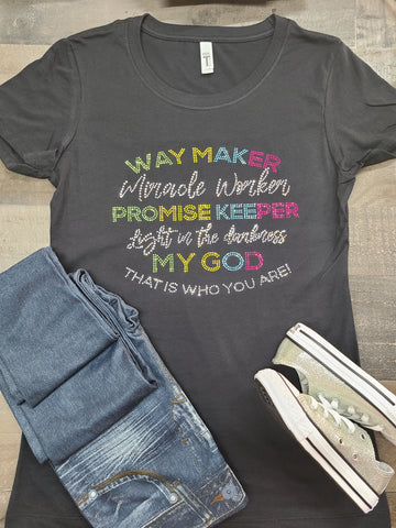 Black Colorful WayMaker Bling Tee