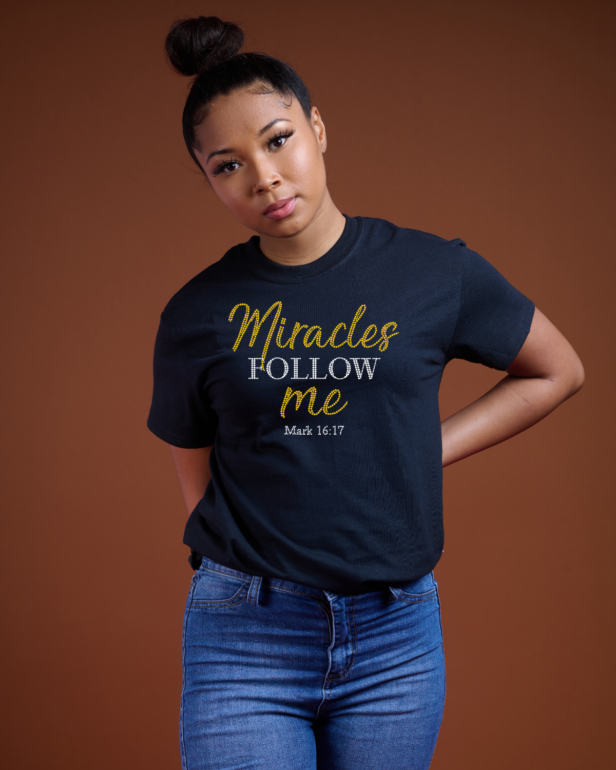 Miracles Follow Me Bling Tee