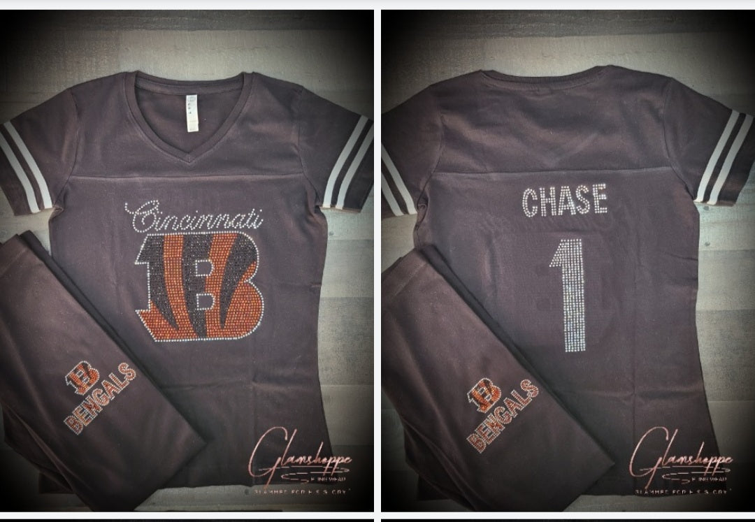 Bengals CHASE Jersey Bling Tee (Black)