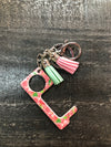 Antimicrobial No Touch Key Chain (Pink/Mint)