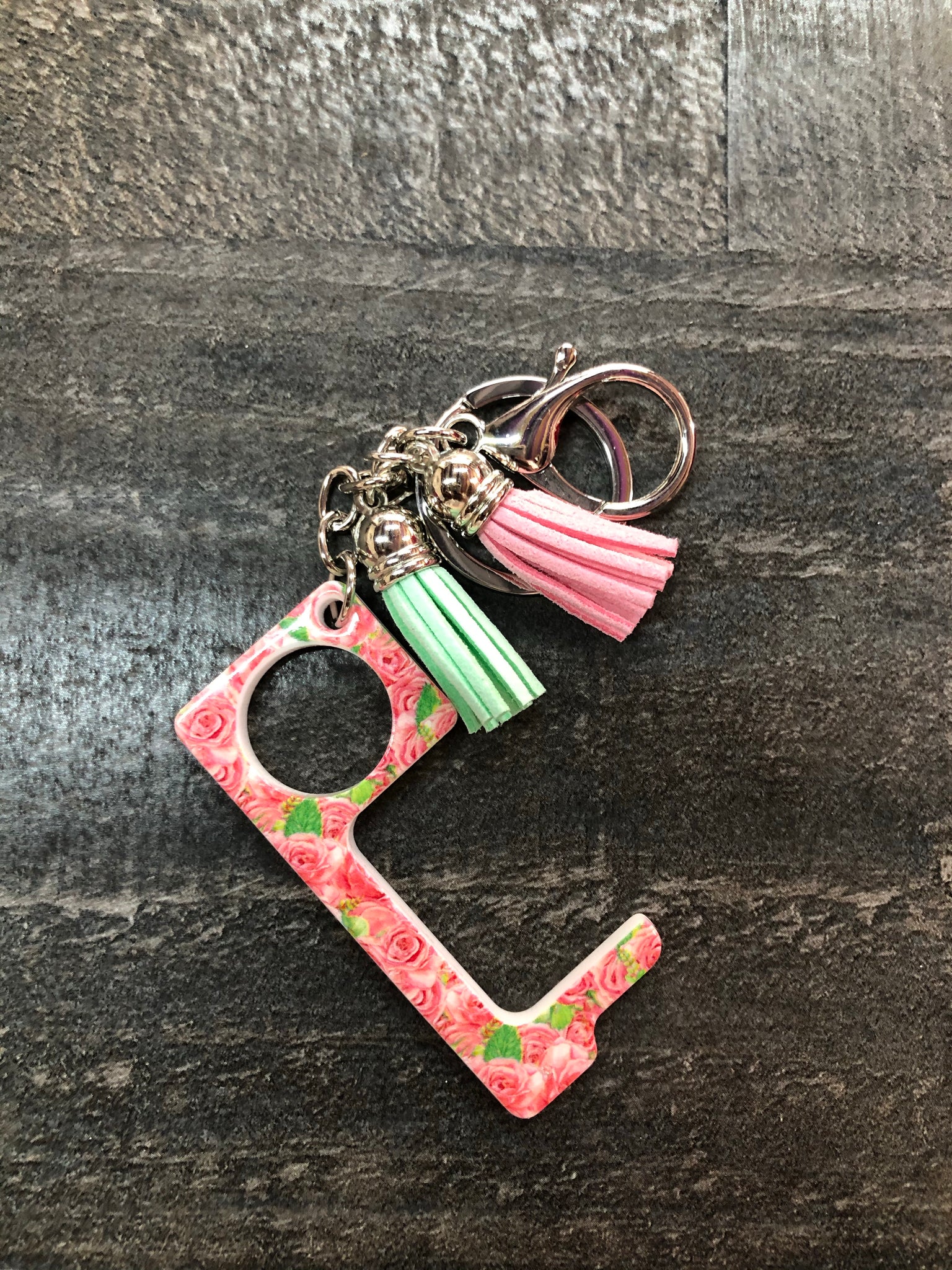 Antimicrobial No Touch Key Chain (Pink/Mint)