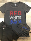 Red White Blessed Bling Tee