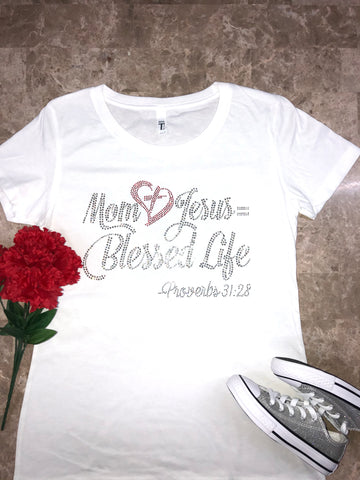 Mom plus Jesus Bling Tee