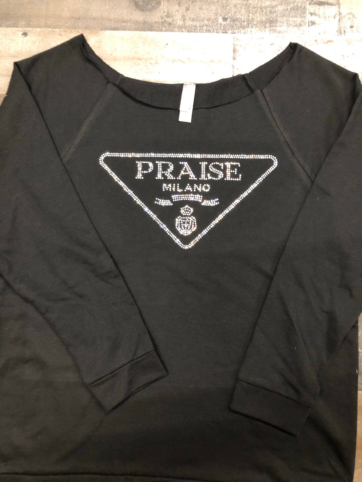 “Praise” Beautiful Black Bling Raglan (Winter)