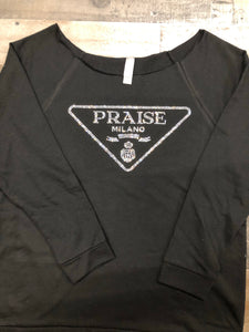 “Praise” Beautiful Black Bling Raglan (Winter)