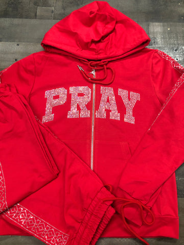 Beautiful PRAY Curvy Jogger Set -New (Red)