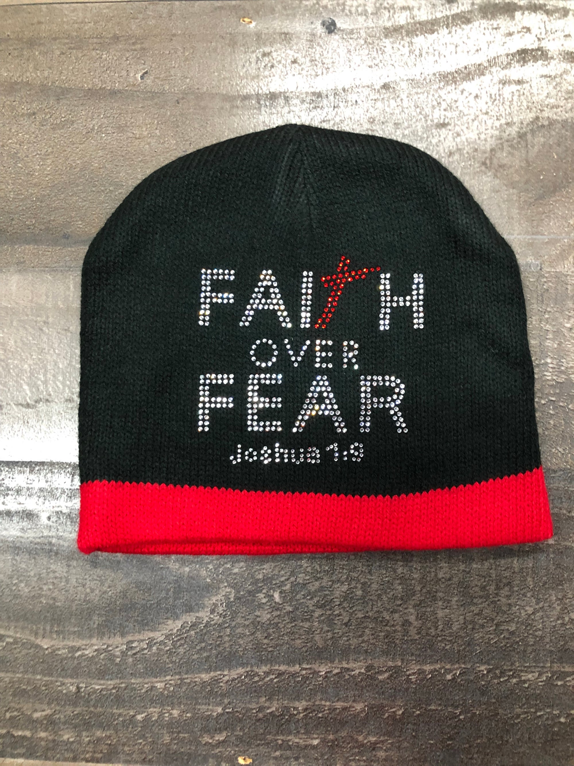 Faith Over Fear (blk) Beanie Hat (Winter)