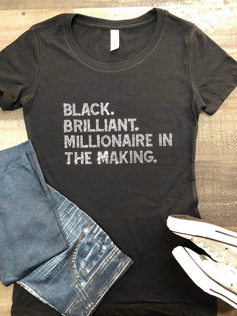 Black Brilliant Millionaire In The Making Bling Tee