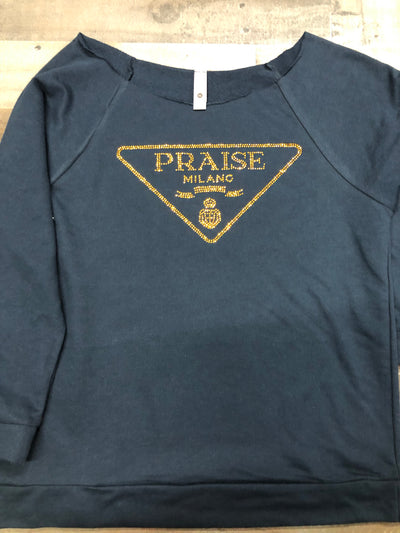 “Praise” Beautiful Navy Bling Raglan (Winter)